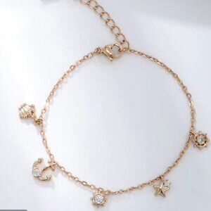 18K Gold Plated Faux Gemstone Alloy Copper Link Chain Bracelets